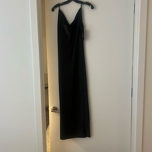 Black satin ankle length dress new with tags in medium